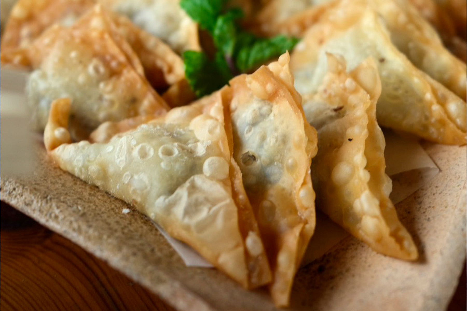 揚げワンタン 生ハムきのこ詰め